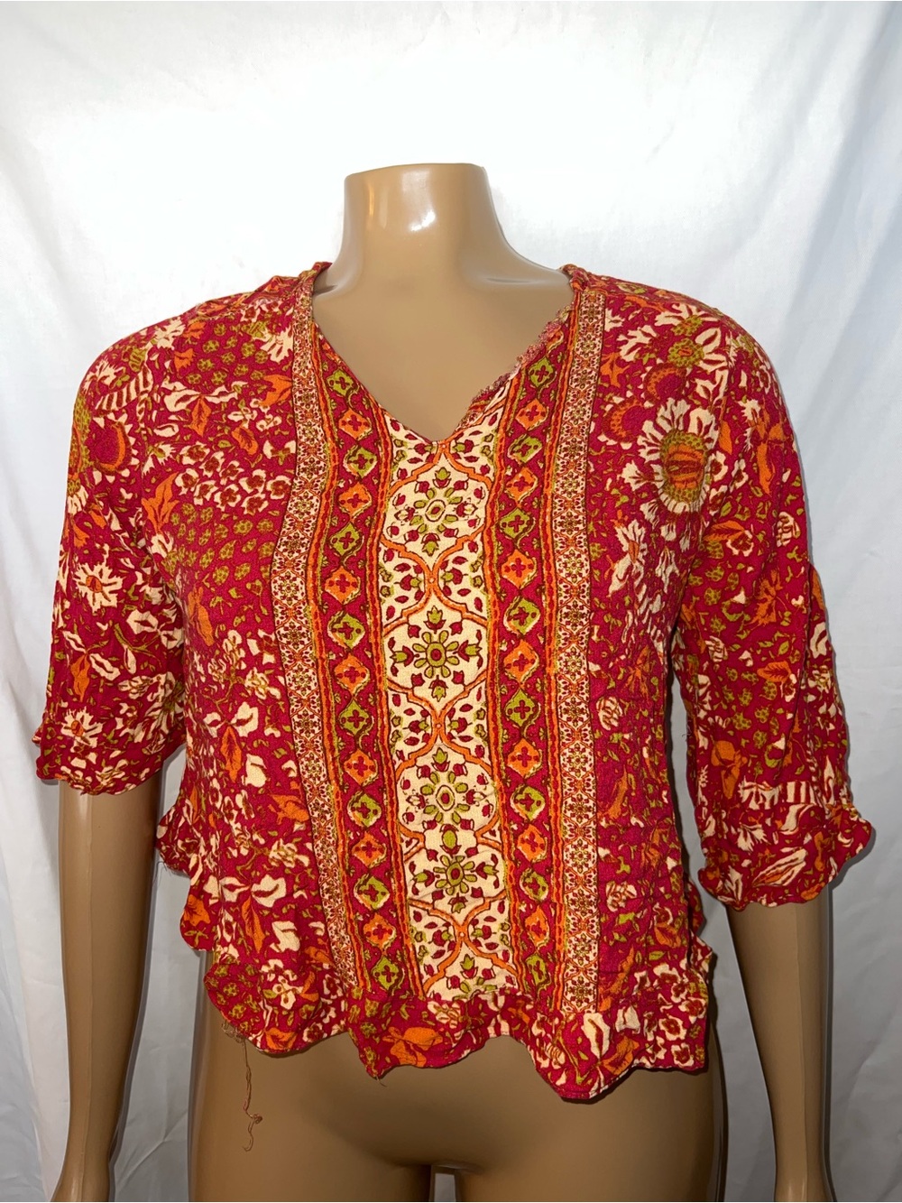 Rachel Zoe Red and Orange Floral Boho Tunic